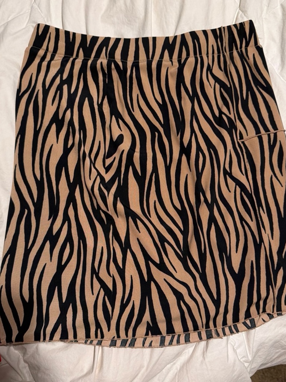 Tan and Black Tiger-Print Stretch Mini Skirt